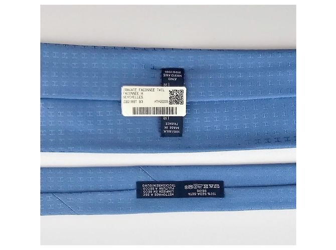 Gravata de seda Hermès Azul Skychelles - vista 8