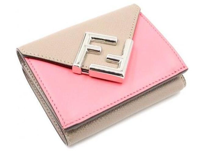 Fendi Pink Dove Gray Two-Tone Diamond Micro Trifold Kartenetui - Ansicht 4