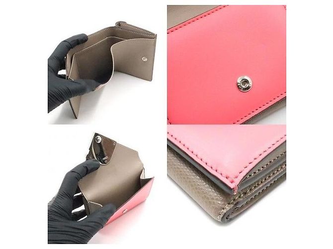 Fendi Pink Dove Gray Two-Tone Diamond Micro Trifold Kartenetui - Ansicht 7