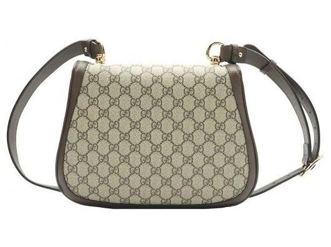 Gucci Borsa Blondie Top Handle GG Supreme Canvas Pelle Marrone - vista 4