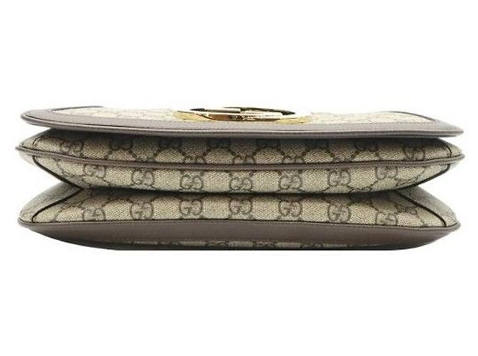 Gucci Borsa Blondie Top Handle GG Supreme Canvas Pelle Marrone - vista 5