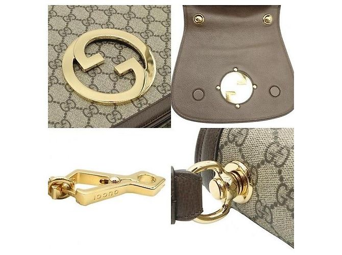 Gucci Borsa Blondie Top Handle GG Supreme Canvas Pelle Marrone - vista 8