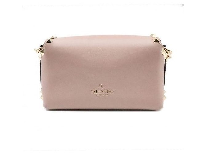 Valentino Borsa a tracolla Rockstud con patta in pelle beige - vista 4