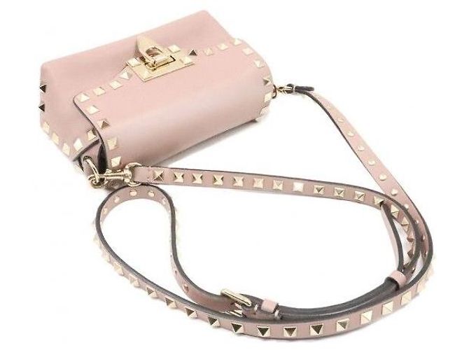 Valentino Borsa a tracolla Rockstud con patta in pelle beige - vista 5