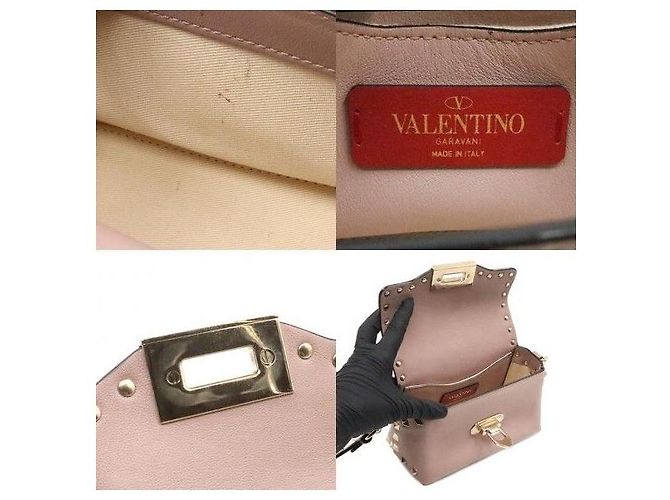 Valentino Borsa a tracolla Rockstud con patta in pelle beige - vista 6