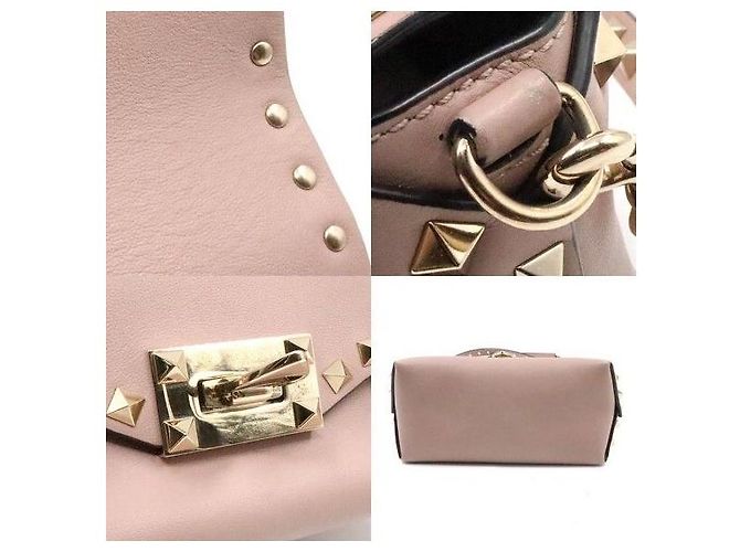 Valentino Borsa a tracolla Rockstud con patta in pelle beige - vista 7
