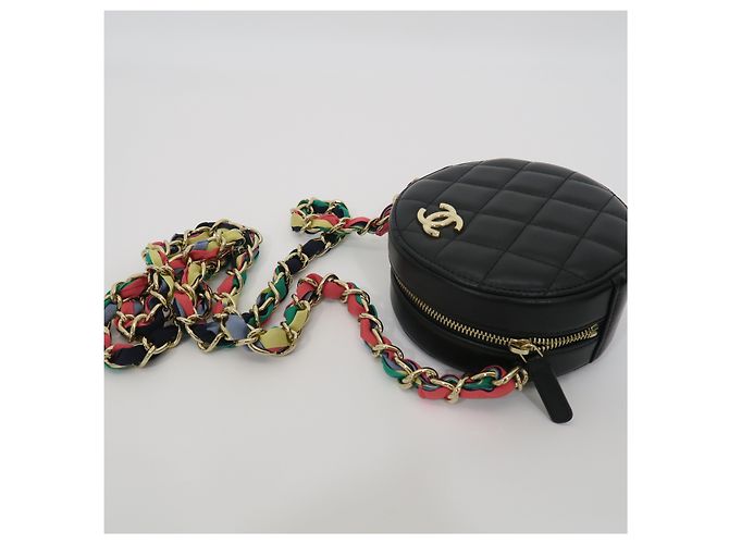 Chanel Mini Borsa a Tracolla e Borsa a Spalla Gold CC Black Round Tambourine Multi-Chain - vista 4