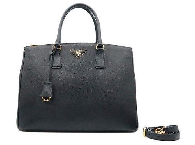 Prada Black Saffiano Lux Triangle Logo Galleria Large - vista 2