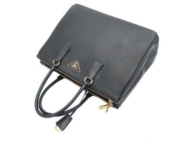 Prada Black Saffiano Lux Triangle Logo Galleria Large - vista 5
