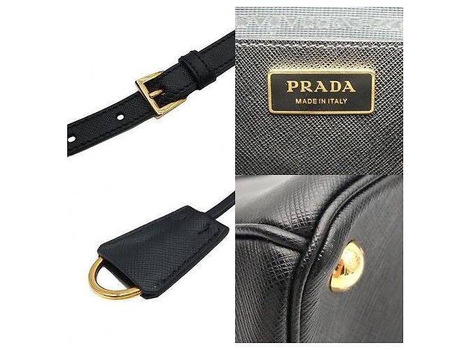 Prada Black Saffiano Lux Triangle Logo Galleria Large - vista 7