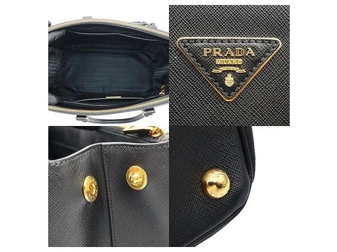 Prada Black Saffiano Lux Triangle Logo Galleria Large - vista 8