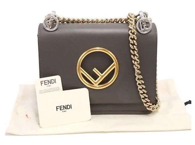 Fendi Picca borsa a tracolla KAN in vitello grigio scuro - vista 2