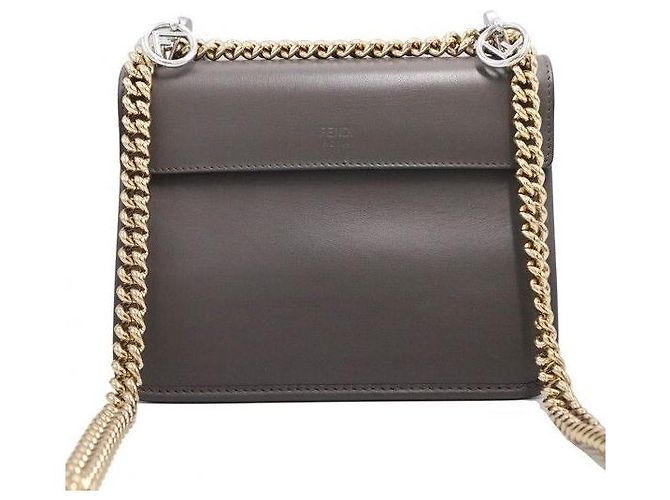 Fendi Picca borsa a tracolla KAN in vitello grigio scuro - vista 4