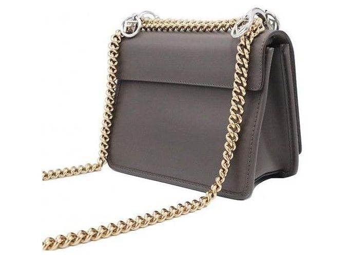 Fendi Picca borsa a tracolla KAN in vitello grigio scuro - vista 5