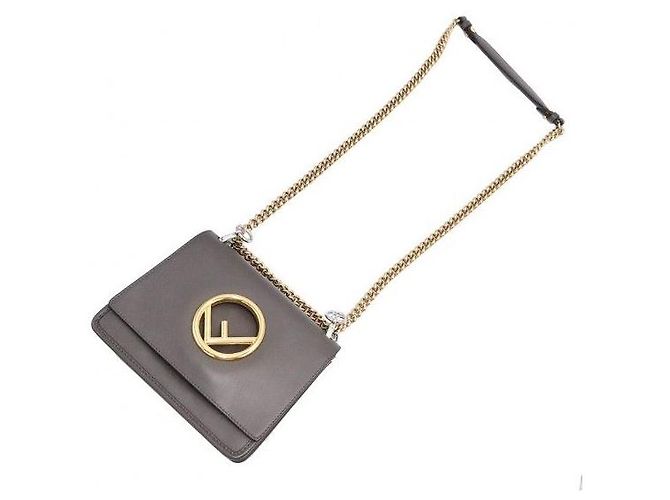 Fendi Picca borsa a tracolla KAN in vitello grigio scuro - vista 7