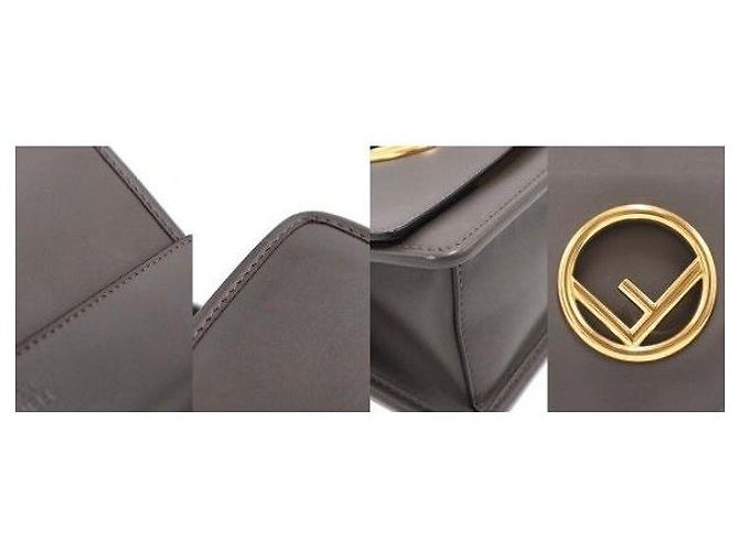Fendi Picca borsa a tracolla KAN in vitello grigio scuro - vista 8