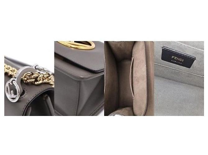 Fendi Picca borsa a tracolla KAN in vitello grigio scuro - vista 9