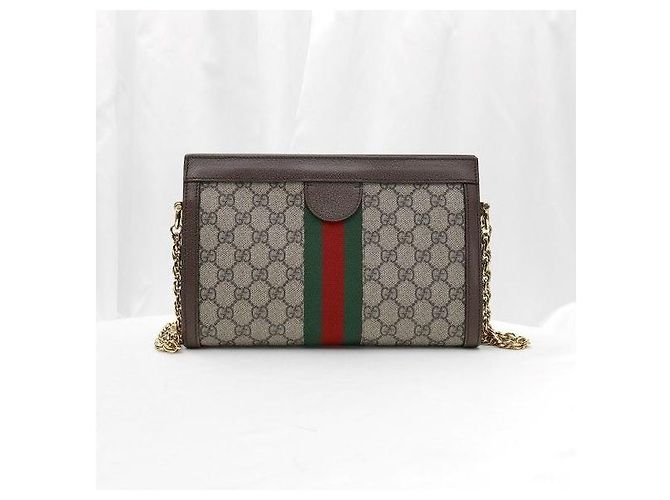 Gucci Borsa a tracolla con catena Supreme GG Canvas Web Ophidia Small - vista 4