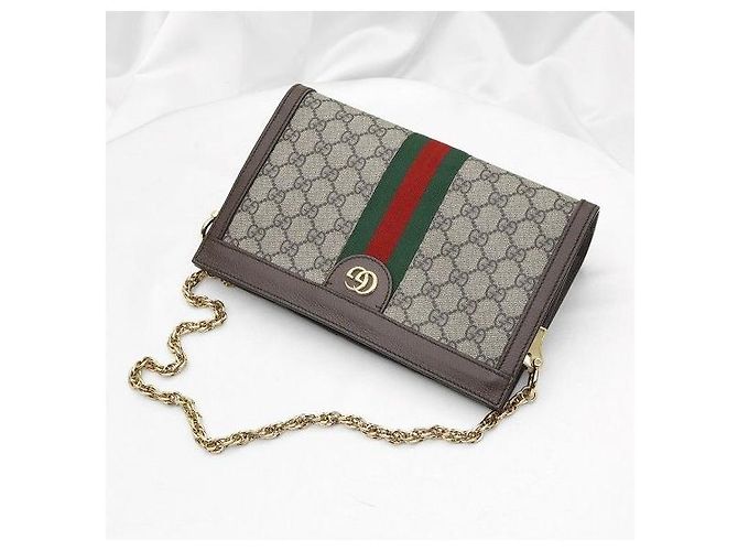 Gucci Borsa a tracolla con catena Supreme GG Canvas Web Ophidia Small - vista 5