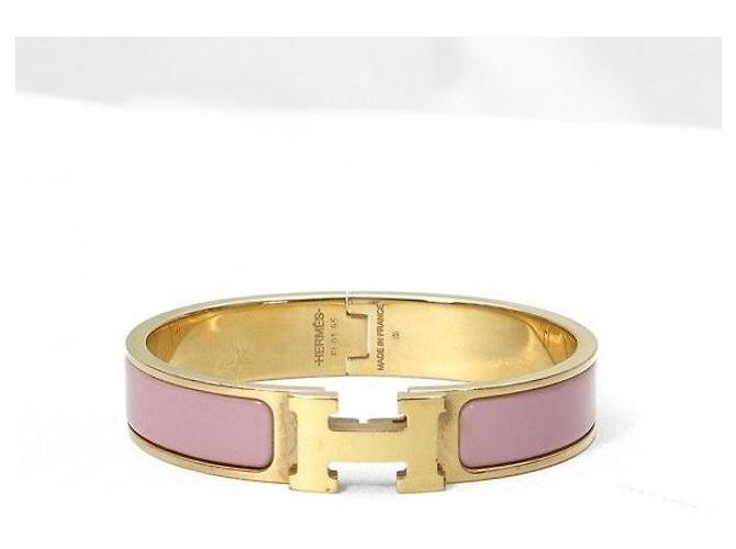 Hermès Bracciale da donna Click Clack Ash PM in oro giallo e smalto rosa - vista 3
