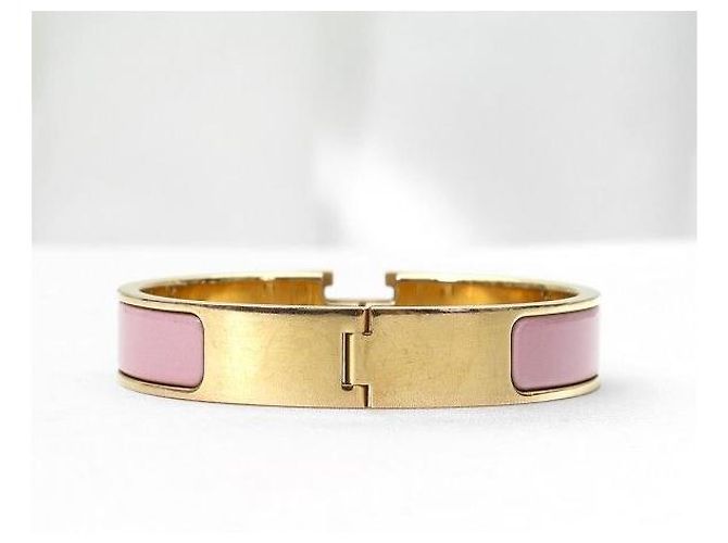 Hermès Bracciale da donna Click Clack Ash PM in oro giallo e smalto rosa - vista 5