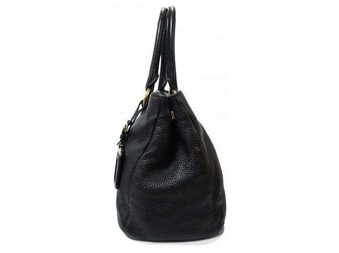 Prada Borsa Black Vitello Daino Logo Gold Lettering - vista 4