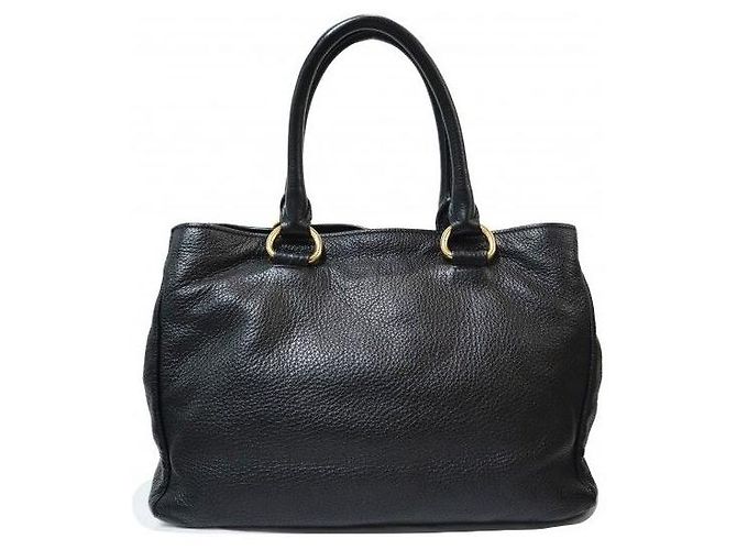 Prada Borsa Black Vitello Daino Logo Gold Lettering - vista 5