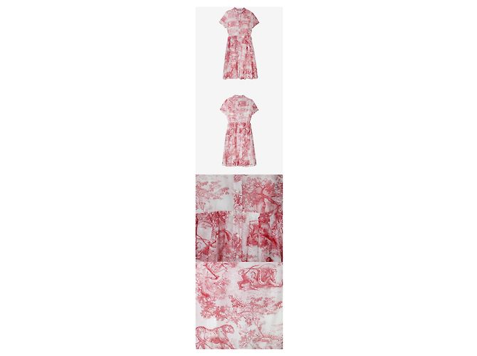 Dior Unbenutztes Midi-Hemdkleid Größe White Red - Ansicht 2