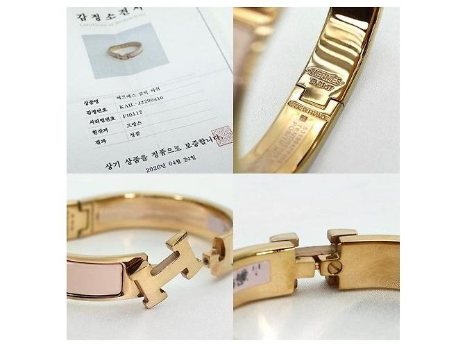 Hermès Bracciale Click PM donna in oro rosa e smalto Marron Glacé - vista 7