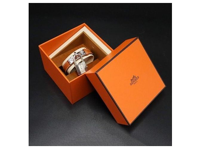 Hermès Relógio Cadeado Prateado com Mostrador Branco - vista 2