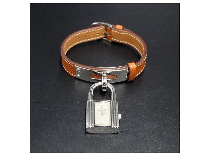 Hermès Relógio Cadeado Prateado com Mostrador Branco - vista 3