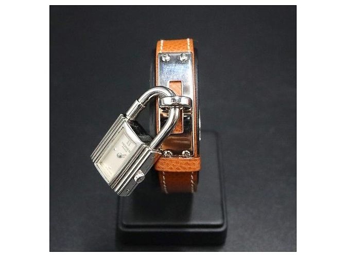 Hermès Relógio Cadeado Prateado com Mostrador Branco - vista 4