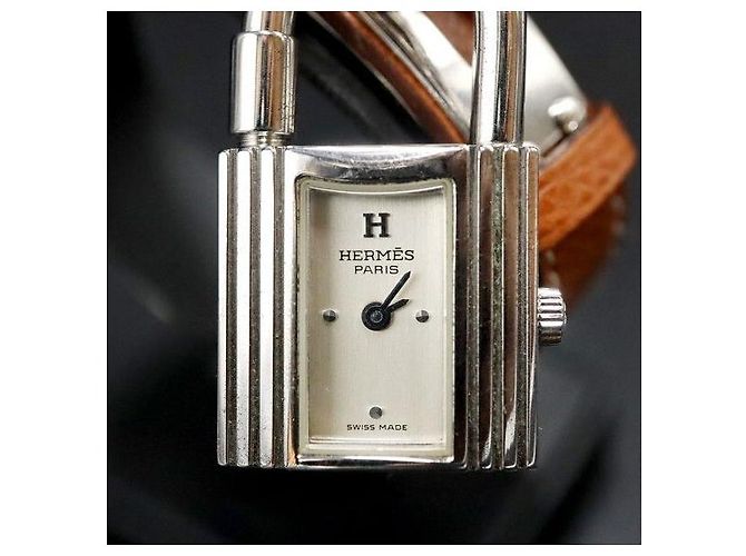 Hermès Relógio Cadeado Prateado com Mostrador Branco - vista 5