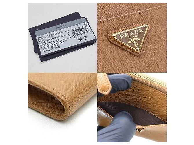 Prada Saffiano Triangle Zip Small Kartenetui Camel - Ansicht 7