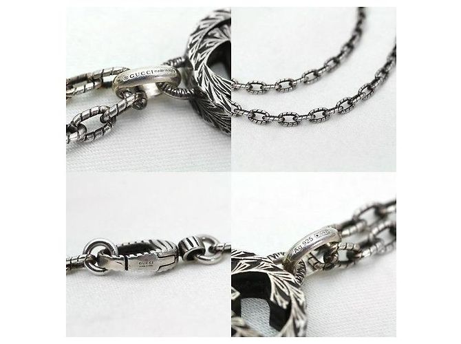 Gucci Collana con ciondolo inciso intrecciato - vista 6