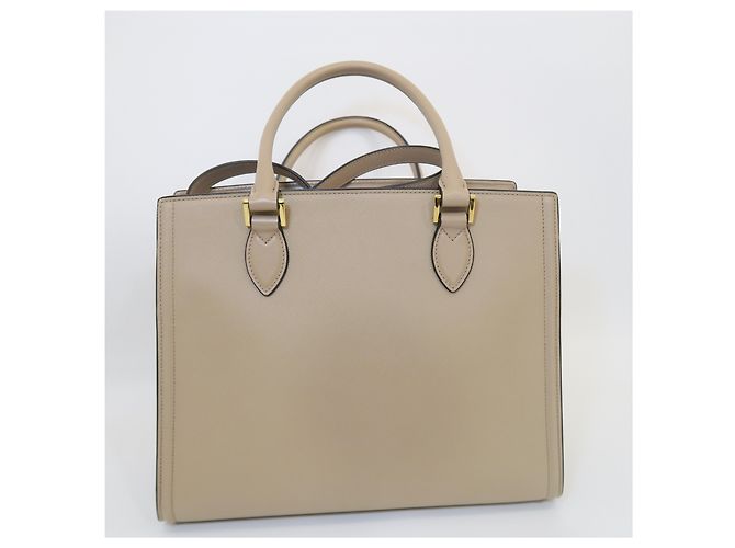 Prada Nuova borsa tote beige con logo dorato - vista 6