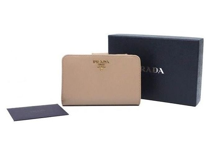 Prada Saffiano Ledergeldbörse mit Logo in Beige - Ansicht 2
