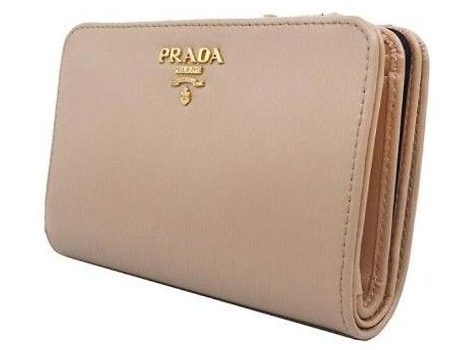 Prada Saffiano Ledergeldbörse mit Logo in Beige - Ansicht 3
