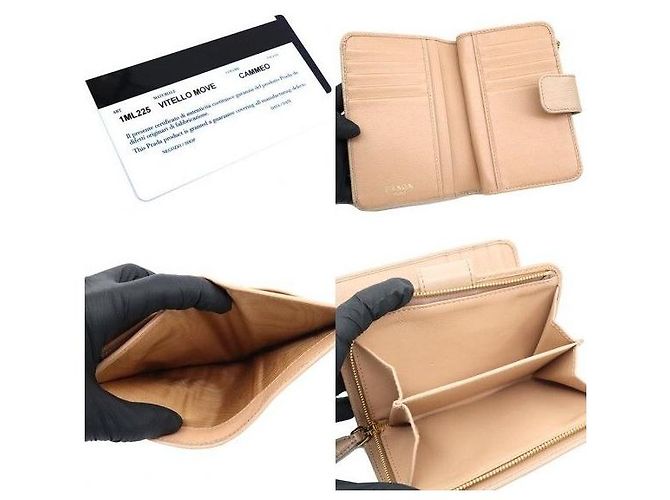 Prada Saffiano Ledergeldbörse mit Logo in Beige - Ansicht 8
