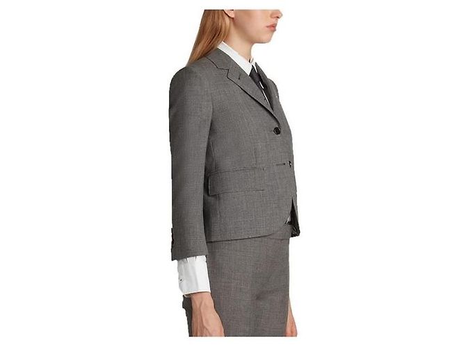 Thom Browne Classic Wool Jacket Gray - view 2