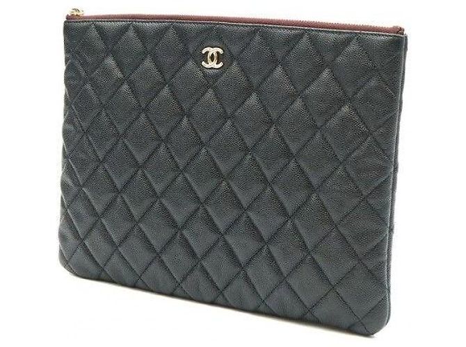 Chanel Classic Black Caviar Gold Classic New Medium Clutch Series - vista 2