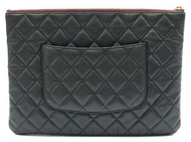Chanel Classic Black Caviar Gold Classic New Medium Clutch Series - vista 3
