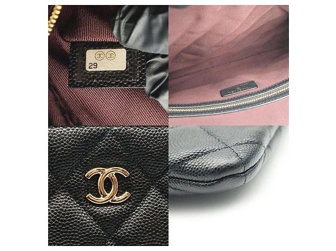 Chanel Classic Black Caviar Gold Classic New Medium Clutch Series - vista 6