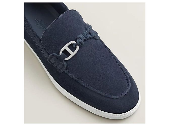 Mocassini Hermès Ignacio Blue Celeste Scamosciato - vista 5