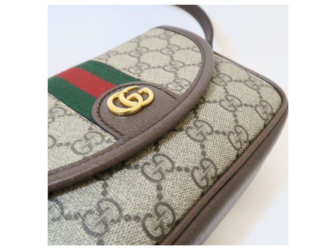 Gucci Supreme Web Mini Shoulder Bag Beige GG Canvas - vista 3