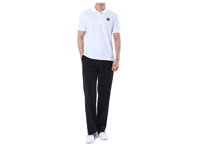 Comme Des Garcons PK-Poloshirt mit rotem Herz-Patch (White) - Ansicht 10