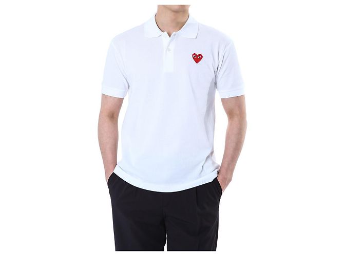 Comme Des Garcons PK-Poloshirt mit rotem Herz-Patch (White) - Ansicht 11