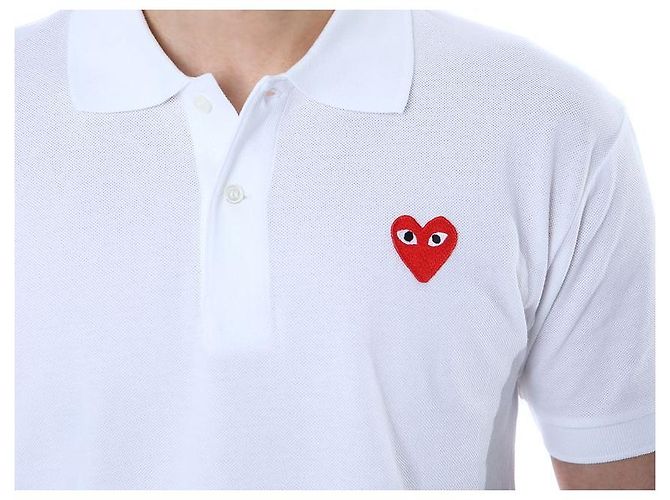 Comme Des Garcons PK-Poloshirt mit rotem Herz-Patch (White) - Ansicht 12