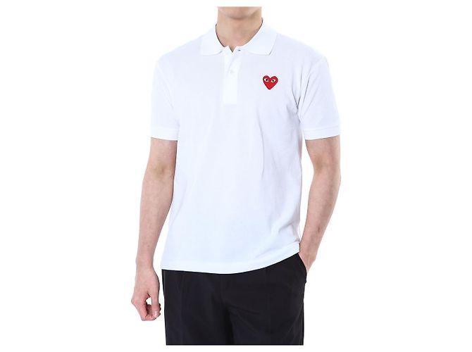Comme Des Garcons PK-Poloshirt mit rotem Herz-Patch (White) - Ansicht 14