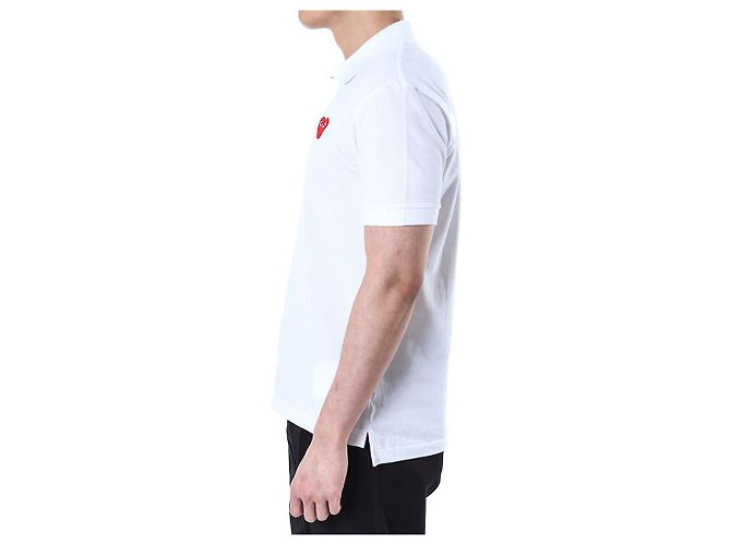 Comme Des Garcons PK-Poloshirt mit rotem Herz-Patch (White) - Ansicht 16